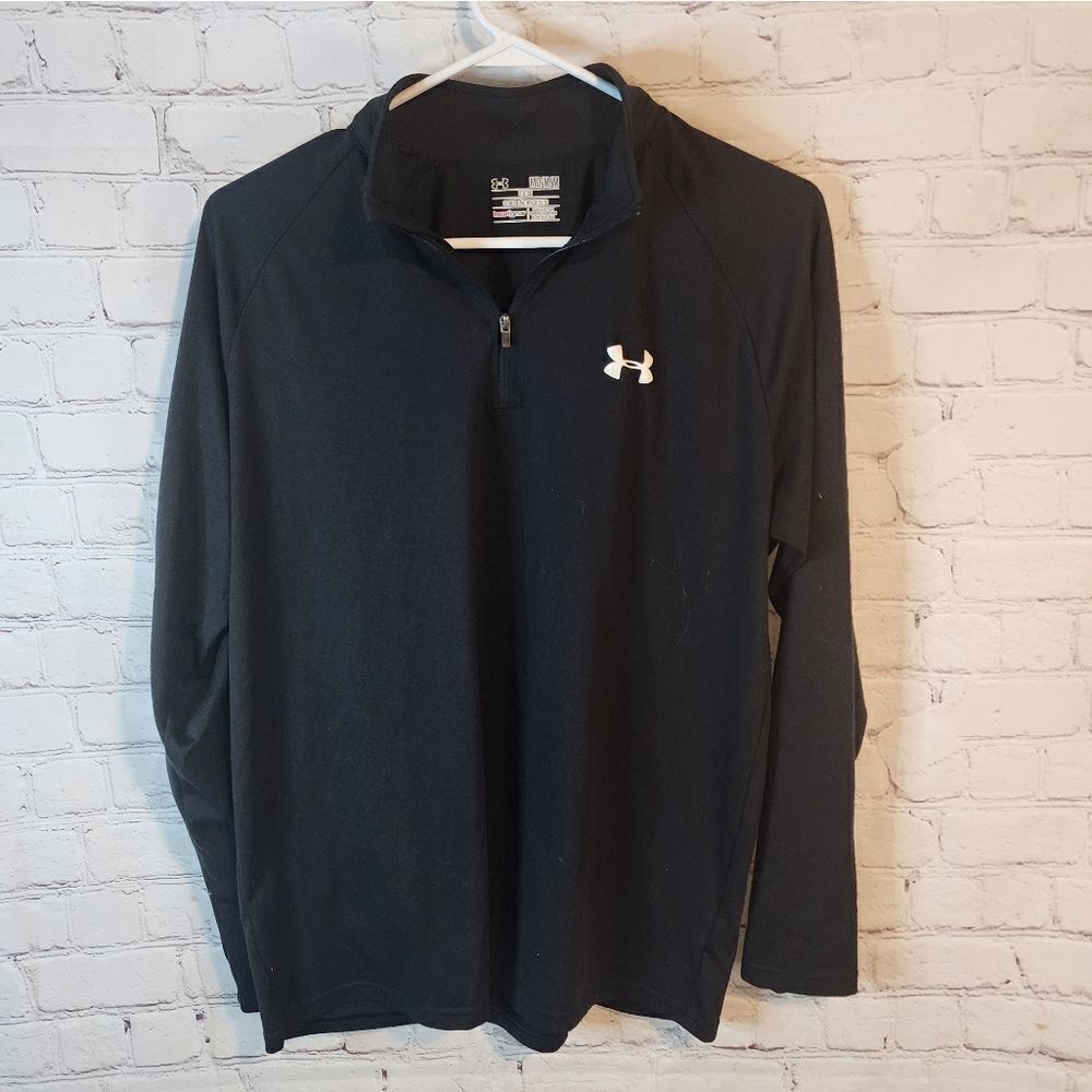 Men's Under Armour loose heatgear zip-up athletic longsleeve shirt, size Medium